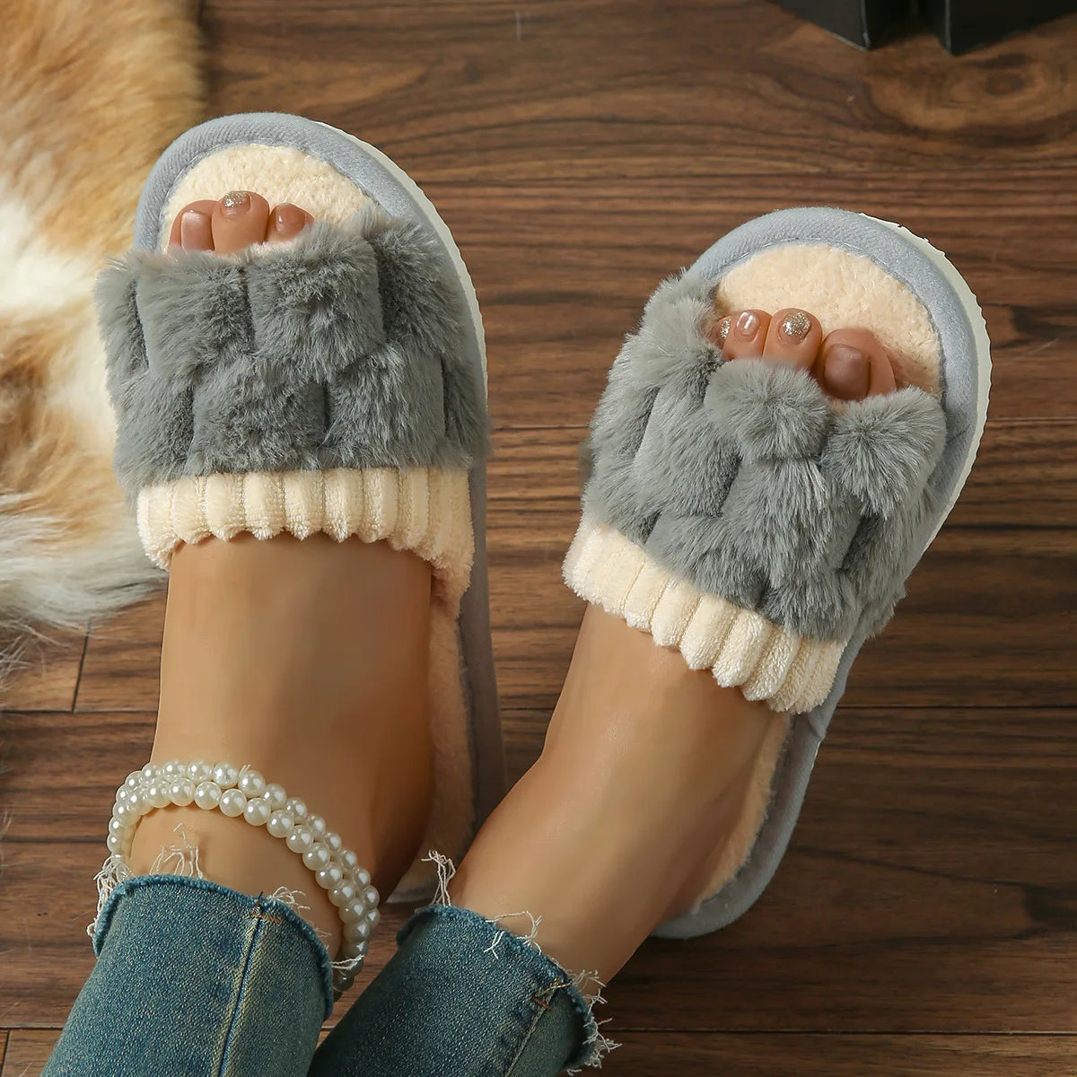 Zapatillas de hogar peludas  para mujer