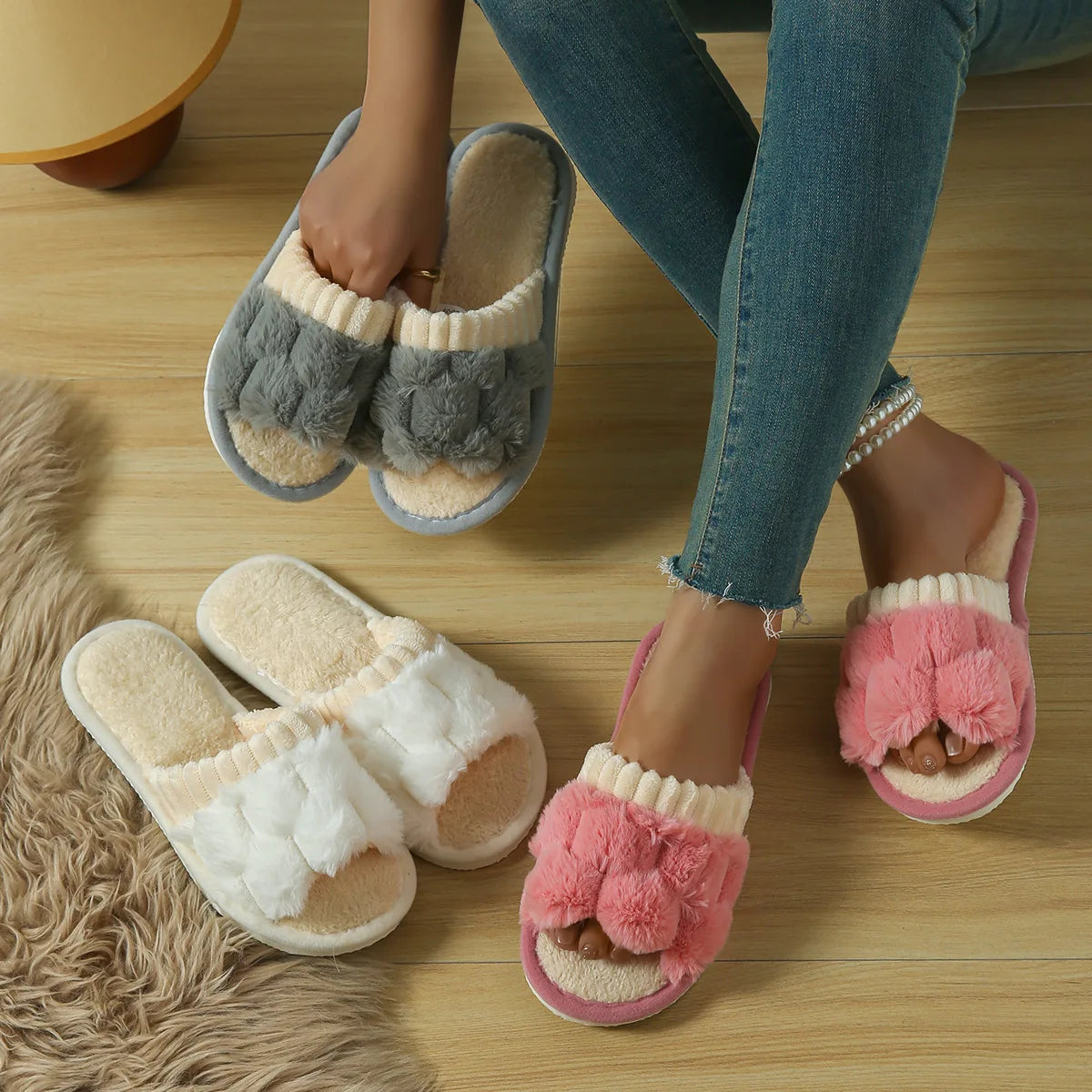 Zapatillas de hogar peludas  para mujer